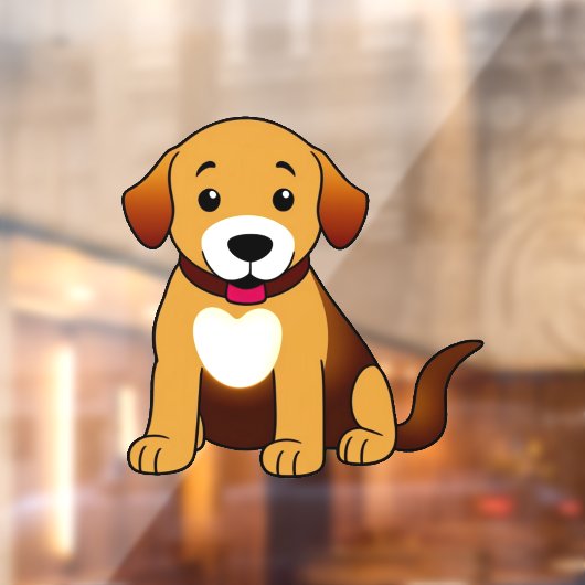 Hund Braun, sitzend -  Raamsticker (Vel 2)