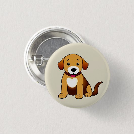 Hund Braun, sitzend - Ronde Button 3,2 Cm (Voorkant /achterkant)