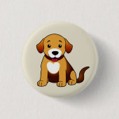 Hund Braun, sitzend - Ronde Button 3,2 Cm (Voorkant)