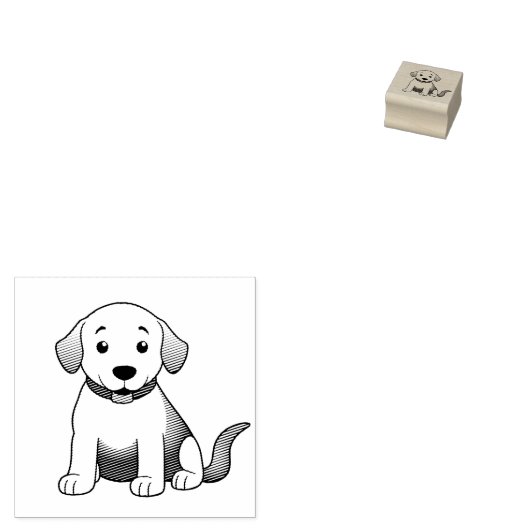 Hund Braun, sitzend -  Rubberstempel (Gestempeld)