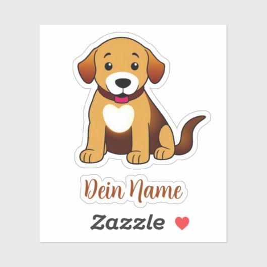 Hund Braun, sitzend -  Sticker (Vel)