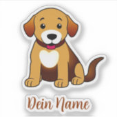 Hund Braun, sitzend -  Sticker (Voorkant)