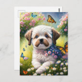 Hund in Blumenwiese mit Schmetterlingen Briefkaart (Voorkant / Achterkant)