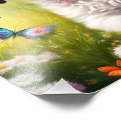 Hund in Blumenwiese mit Schmetterlingen Foto Afdruk (Hoek)