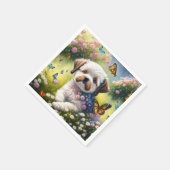 Hund in Blumenwiese mit Schmetterlingen Servet (Hoek)