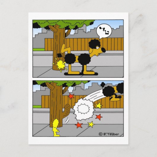 Hund pinkelt an Baum Briefkaart (Voorkant)