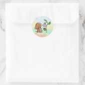 Hund und Blume Ronde Sticker (Tas)