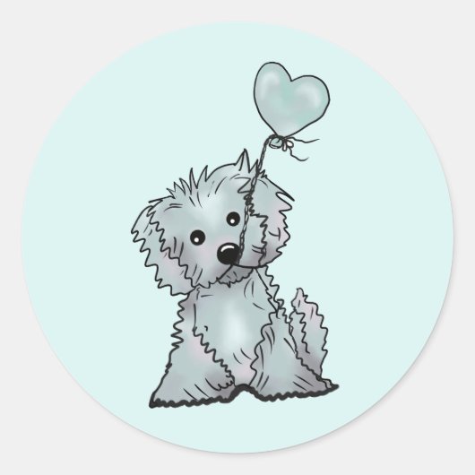 hund und luftballon  ronde sticker (Voorkant)