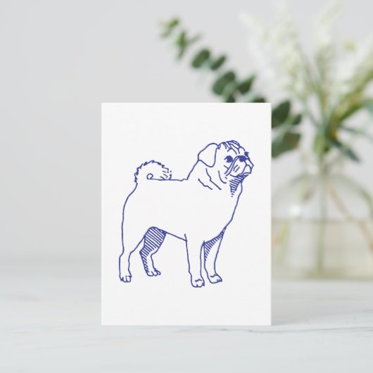 Hunderasse Mops Briefkaart (Staand voorkant)