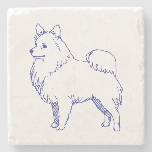 Hunderasse Spitz Stenen Onderzetter (Voorkant)