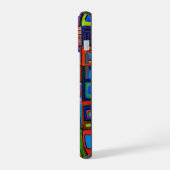 Hundertwasser Geïnspireerde Levendige Vierkanten  iPhone 15 Case (Linkerkant)