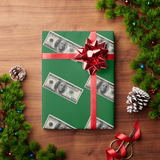 Hundred Dollar Bill Green Wrapping Paper Cadeaupapier (Feestdagen Geschenken)