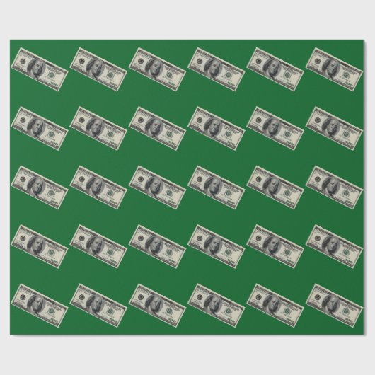 Hundred Dollar Bill Green Wrapping Paper Cadeaupapier (Vlak)
