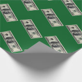 Hundred Dollar Bill Green Wrapping Paper Cadeaupapier (Hoek)