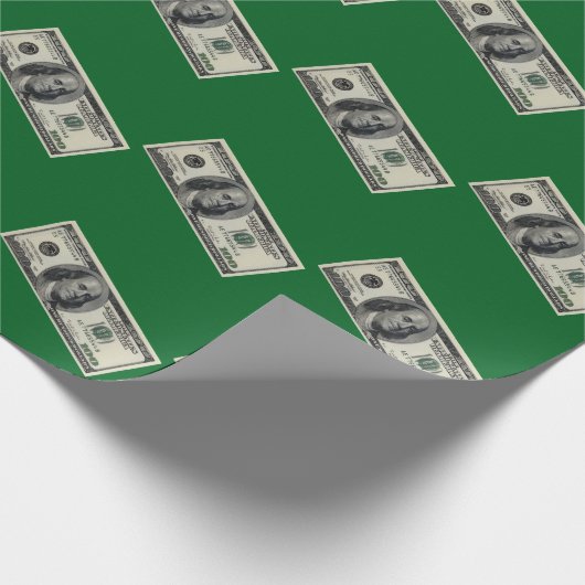 Hundred Dollar Bill Green Wrapping Paper Cadeaupapier (Hoek)