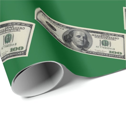 Hundred Dollar Bill Green Wrapping Paper Cadeaupapier (Rol Hoek)