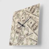 Hundred Dollar Bill Money Clock Vierkante Klok (Hoek)