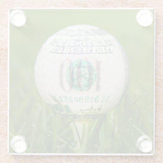 Hundred Dollar Golf Ball Glazen Onderzetter (Achterkant)