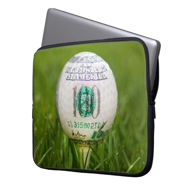 Hundred Dollar Golf Ball Laptop Sleeve (Voorkant Links)
