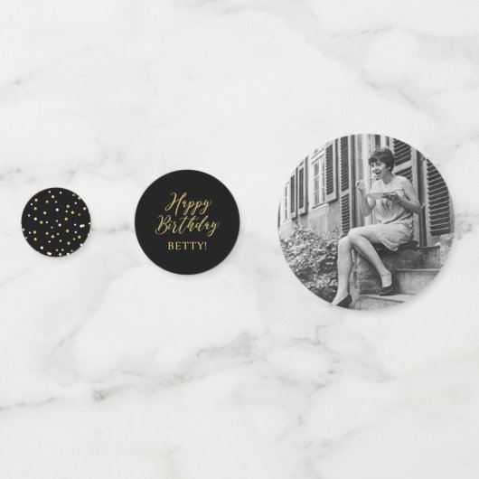 Hundred Gold & Black Confetti 100ste verjaardagsfe (Achterkanten)