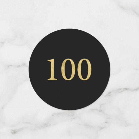 Hundred Gold & Black Confetti 100ste verjaardagsfe (Kleine voorkant)