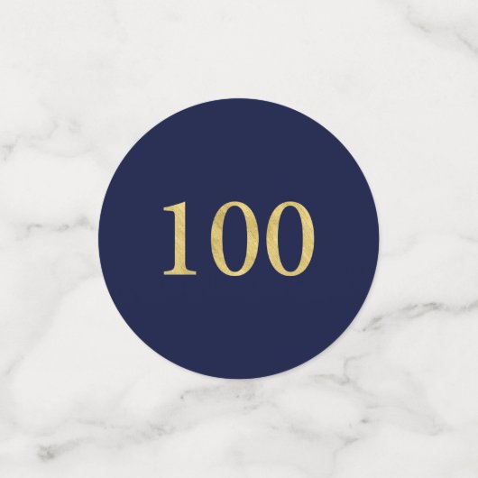 Hundred Gold & Navy Confetti 100ste verjaardagsfee (Kleine voorkant)