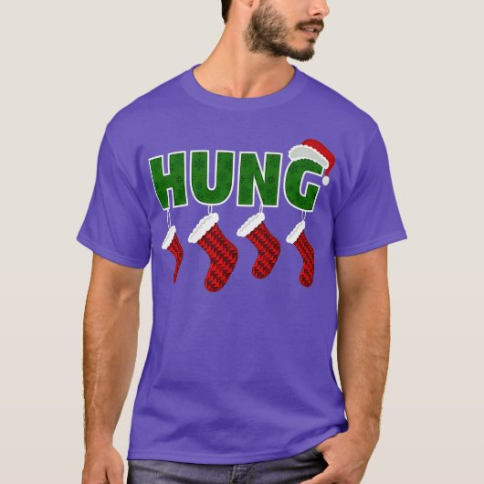 Hung - Funny Gay Endowed Kerstmis Premium T-shirt (Voorkant)