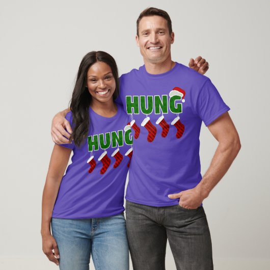 Hung - Funny Gay Endowed Kerstmis Premium T-shirt (Unisex)