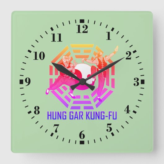 Hung Gar Kung-Fu Vierkante Klok (Voorkant)