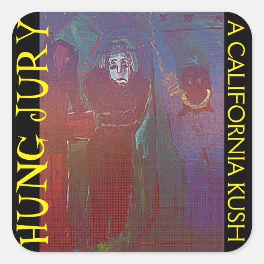 HUNG JURY KUSH VIERKANTE STICKER (Voorkant)