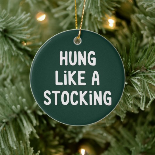 Hung Like A Stocking Christmas Funny Sarcastic Keramisch Ornament (Boom)