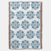 Hungarian Blue Folk Tulip Woven  Deken (Voorkant Verticaal)