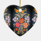 hungarian flowers -vibrant colors heart shape  keramisch ornament (Achterkant)