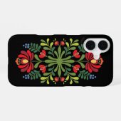 Hungarian Folk Design Red and Pink iPhone 16 Hoesje (Achterkant horizontaal)