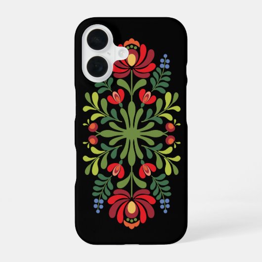 Hungarian Folk Design Red and Pink iPhone 16 Hoesje (Achterkant)