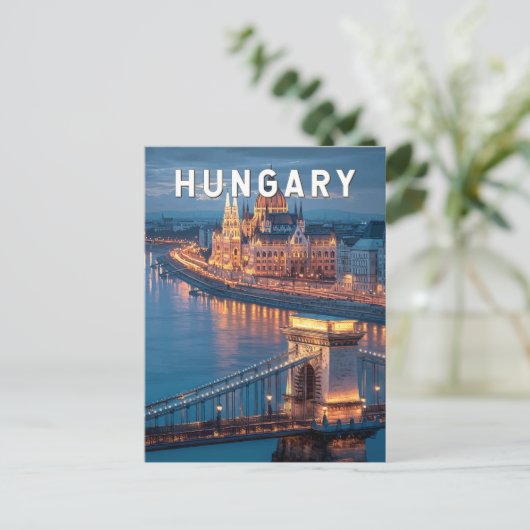 Hungary Illustration Travel Art Vintage Briefkaart (Staand voorkant)