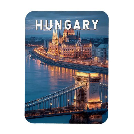 Hungary Illustration Travel Art Vintage Magneet (Verticaal)
