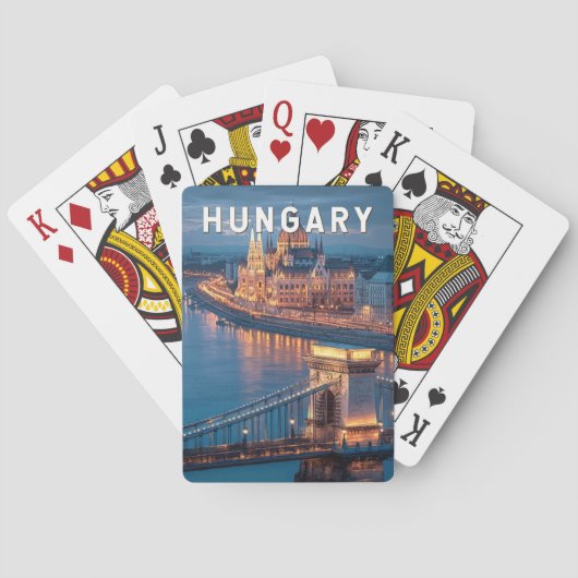 Hungary Illustration Travel Art Vintage Pokerkaarten (Achterkant)