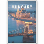 Hungary Illustration Travel Art Vintage Sticker (Voorkant)