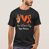 Hunger Awareness Peace Love Hope Orange Ribbon T-shirt (Voorkant)