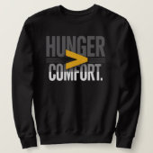 HUNGER > COMFORT – Minimal Motivational Mindset  Trui (Design voorkant)