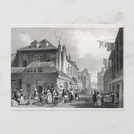 Hungerford Market, Strand, gegraveerd Thomas Briefkaart (Voorkant)