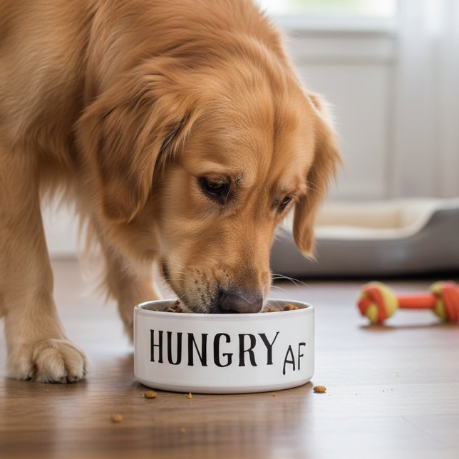 Hungry AF Funny Humor Dog Cat Pet Voerbakje (Creator heeft geüpload)