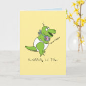 Hungry Baby Dinosaur T Rex Funny Wenskaart Kaart (Gele Bloem)