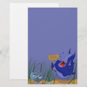 Hungry Blue Shark and Fish Stationery Briefpapier (Voorkant / Achterkant)