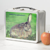 Hungry Bunny Rabbit Animal Metal Lunch Box (In situ)