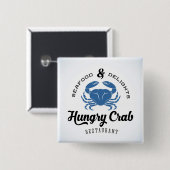Hungry Crab Restaurant Poster Vierkante Button 5,1 Cm (Voorkant /achterkant)