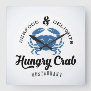 Hungry Crab Restaurant Poster Vierkante Klok