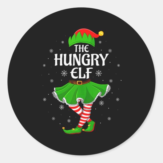 Hungry Elf Christmas Family Girls Women Elf Squad  Ronde Sticker (Voorkant)