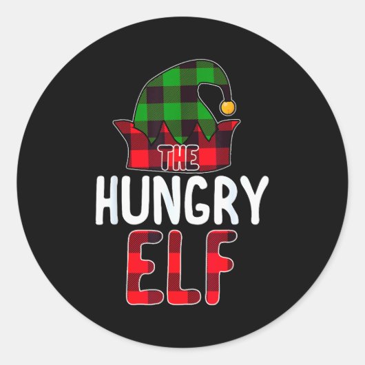 Hungry Elf Matching Family Group Christmas Party P Ronde Sticker (Voorkant)